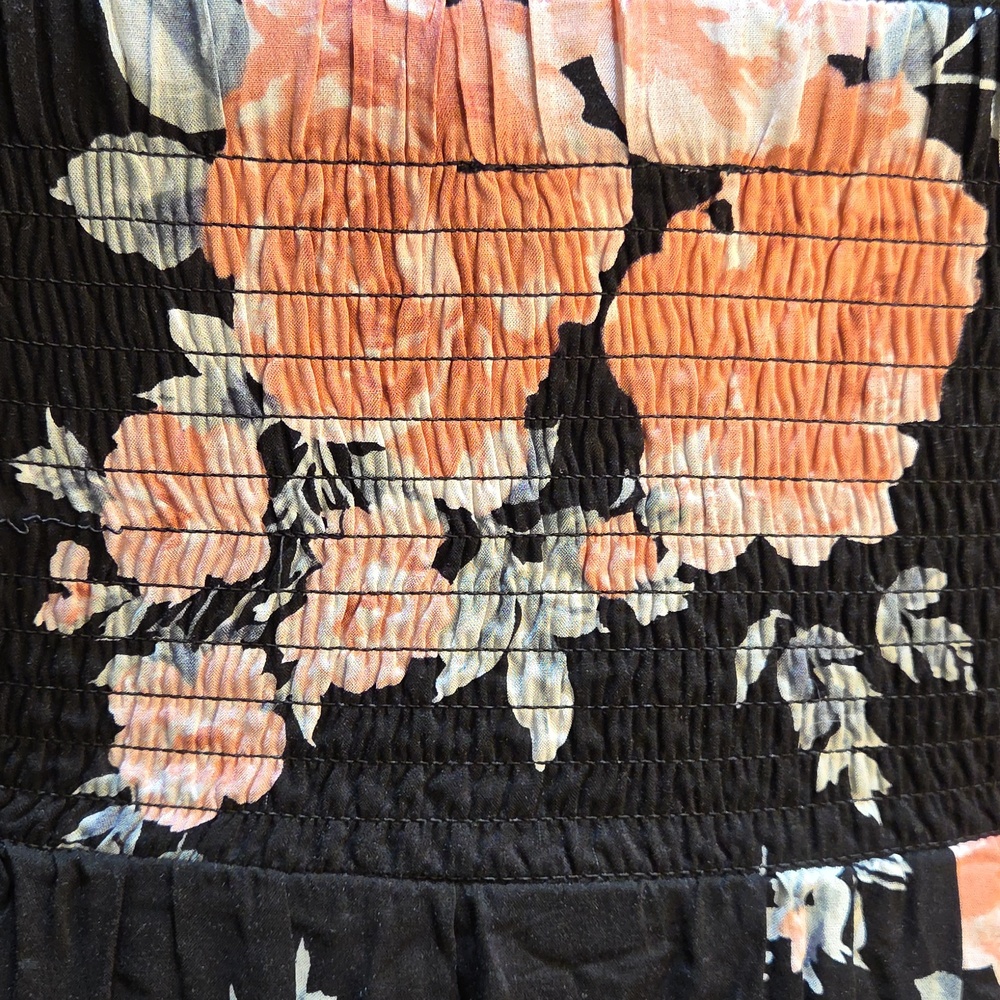 Nwot 1X Torrid Black Floral Lace-Up Maxi Dress with Peach Blooms - Picture 14 of 17